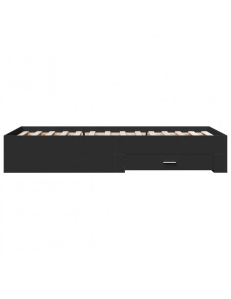 Giroletto con Cassetti Nero 100x200 cm in Legno Multistrato