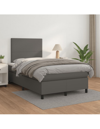 Giroletto a Molle con Materasso Grigio 120x190 cm in Similpelle