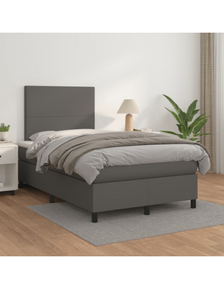 Giroletto a Molle con Materasso Grigio 120x190 cm in Similpelle