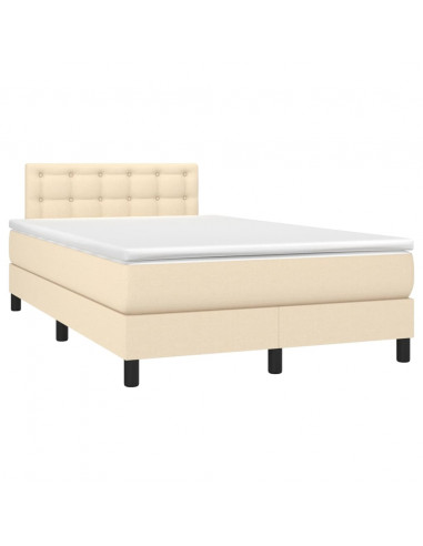 Letto a Molle con Materasso e LED Crema 120x190 cm in Tessuto