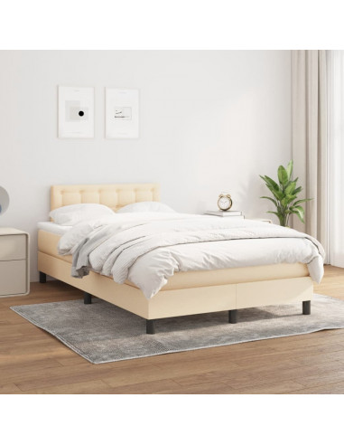 Giroletto a Molle con Materasso Crema 120x190 cm in Tessuto