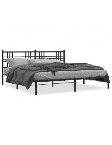 Giroletto con Testiera in Metallo Nero 200x200 cm