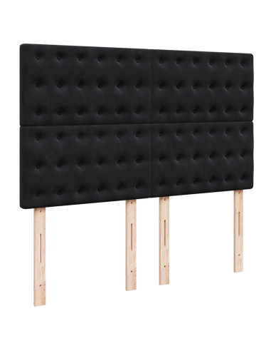 Giroletto a Molle con Materasso Nero 140x200 cm in Velluto