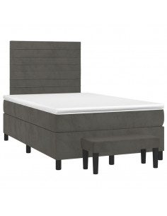 Giroletto a Molle con Materasso Grigio Scuro 120x190 cm Velluto 2