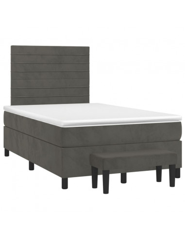 Giroletto a Molle con Materasso Grigio Scuro 120x190 cm Velluto