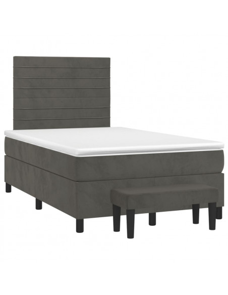Giroletto a Molle con Materasso Grigio Scuro 120x190 cm Velluto