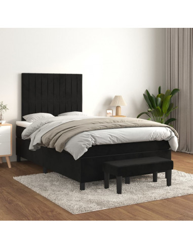 Giroletto a Molle con Materasso Nero 120x190 cm in Velluto
