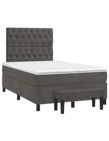 Giroletto a Molle con Materasso Grigio Scuro 120x190 cm Velluto