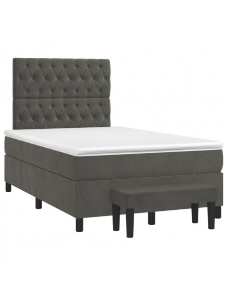 Giroletto a Molle con Materasso Grigio Scuro 120x190 cm Velluto