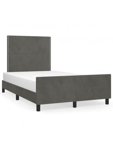 Giroletto con Testiera Grigio Scuro 120x190 cm in Velluto