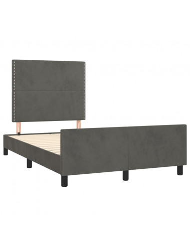 Giroletto con Testiera Grigio Scuro 120x190 cm in Velluto