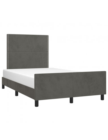 Giroletto con Testiera Grigio Scuro 120x190 cm in Velluto