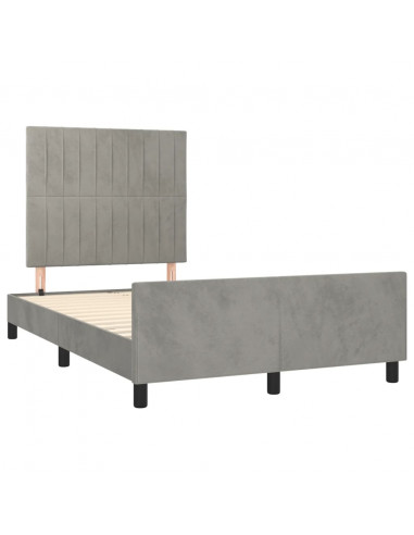 Giroletto con Testiera Grigio Chiaro 120x190 cm in Velluto