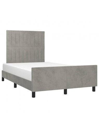 Giroletto con Testiera Grigio Chiaro 120x190 cm in Velluto