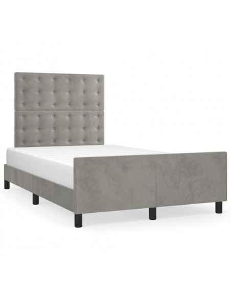 Giroletto con Testiera Grigio Chiaro 120x190 cm in Velluto