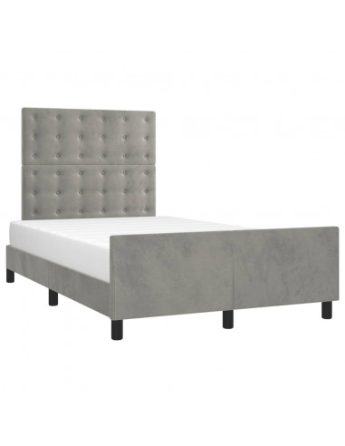 Giroletto con Testiera Grigio Chiaro 120x190 cm in Velluto