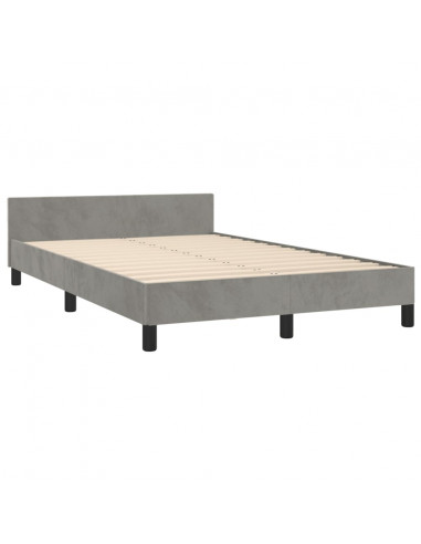 Giroletto con Testiera Grigio Chiaro 120x190 cm in Velluto