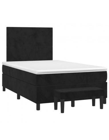 Giroletto a Molle con Materasso Nero 120x190 cm in Velluto