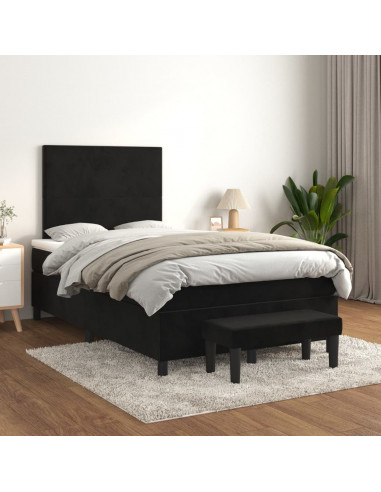 Giroletto a Molle con Materasso Nero 120x190 cm in Velluto