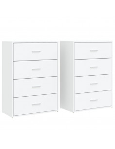 Credenze 2 pz Bianche 60x31x84 cm in Legno Multistrato 2