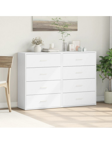 Credenze 2 pz Bianche 60x31x84 cm in Legno Multistrato