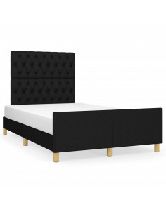 Giroletto con Testiera Nero 120x190 cm in Tessuto 2