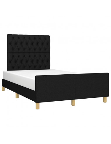 Giroletto con Testiera Nero 120x190 cm in Tessuto