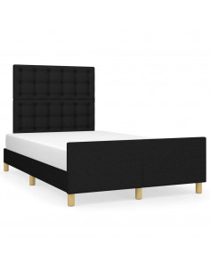 Giroletto con Testiera Nero 120x190 cm in Tessuto 2