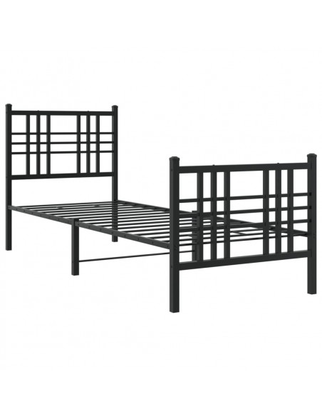 Giroletto con Testiera e Pediera Metallo Nero 80x200 cm