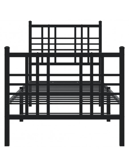 Giroletto con Testiera e Pediera Metallo Nero 80x200 cm