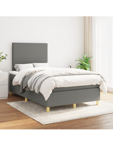 Giroletto a Molle con Materasso Grigio Scuro 120x190cm Tessuto