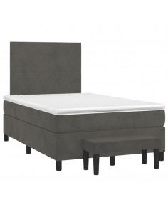 Giroletto a Molle con Materasso Grigio Scuro 120x190 cm Velluto 2