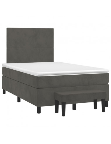 Giroletto a Molle con Materasso Grigio Scuro 120x190 cm Velluto