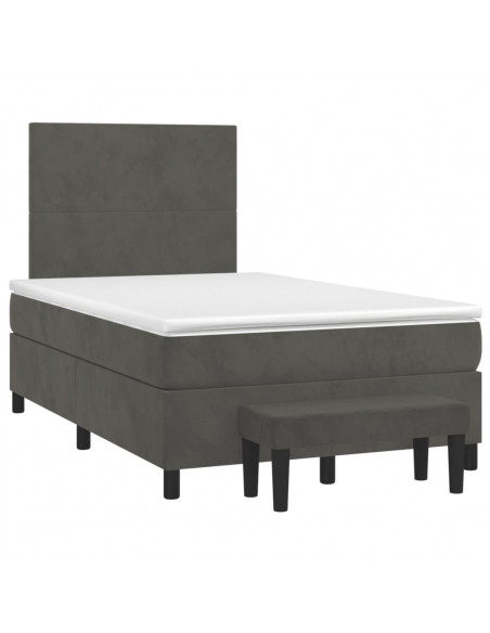 Giroletto a Molle con Materasso Grigio Scuro 120x190 cm Velluto
