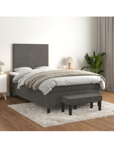 Giroletto a Molle con Materasso Grigio Scuro 120x190 cm Velluto