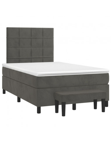 Giroletto a Molle con Materasso Grigio Scuro 120x190 cm Velluto