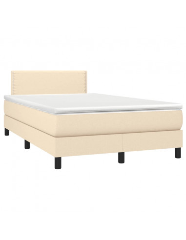 Letto a Molle con Materasso e LED Crema 120x190 cm in Tessuto