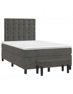 Giroletto a Molle con Materasso Grigio Scuro 120x190 cm Velluto 2