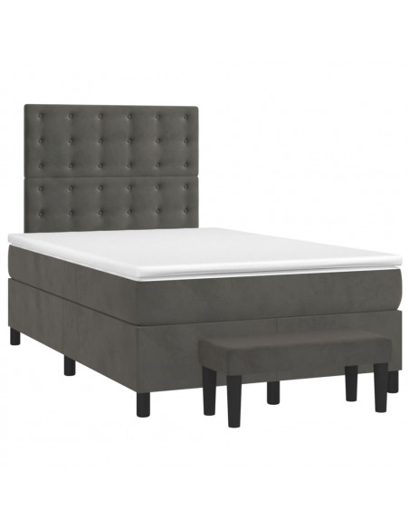 Giroletto a Molle con Materasso Grigio Scuro 120x190 cm Velluto
