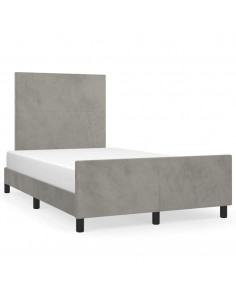 Giroletto con Testiera Grigio Chiaro 120x190 cm in Velluto 2