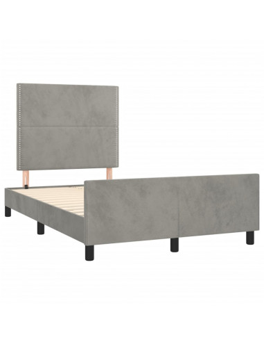 Giroletto con Testiera Grigio Chiaro 120x190 cm in Velluto