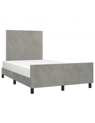 Giroletto con Testiera Grigio Chiaro 120x190 cm in Velluto