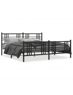 Giroletto con Testiera e Pediera Metallo Nero 193x203 cm 2