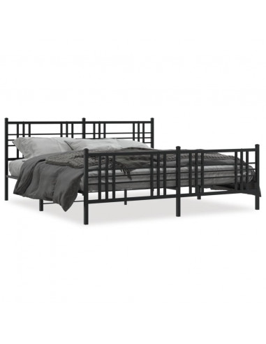 Giroletto con Testiera e Pediera Metallo Nero 193x203 cm