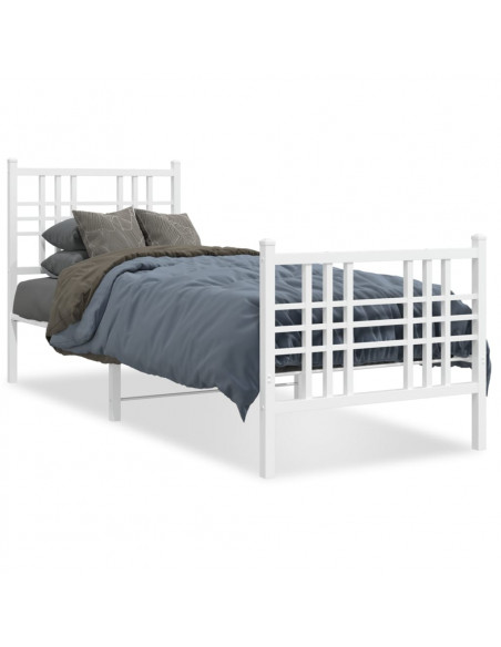 Giroletto con Testiera e Pediera Metallo Bianco 75x190 cm