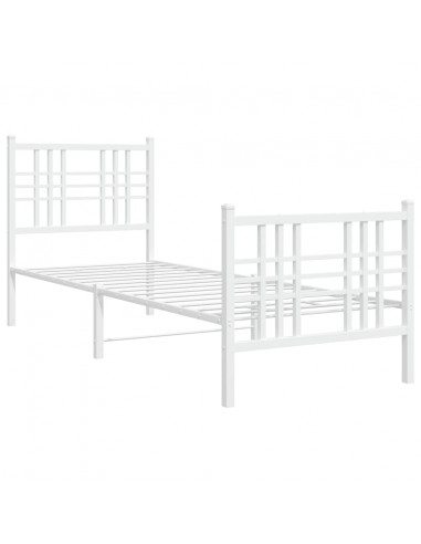 Giroletto con Testiera e Pediera Metallo Bianco 75x190 cm