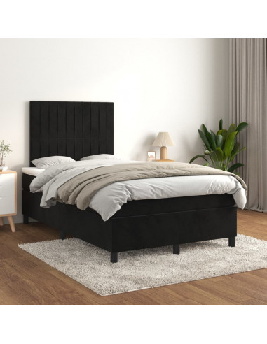 Giroletto a Molle con Materasso Nero 120x190 cm in Velluto