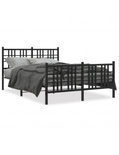 Giroletto con Testiera e Pediera Metallo Nero 137x190 cm 2