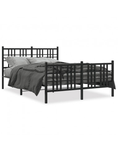 Giroletto con Testiera e Pediera Metallo Nero 120x200 cm