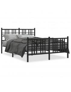 Giroletto con Testiera e Pediera Metallo Nero 140x190 cm 2